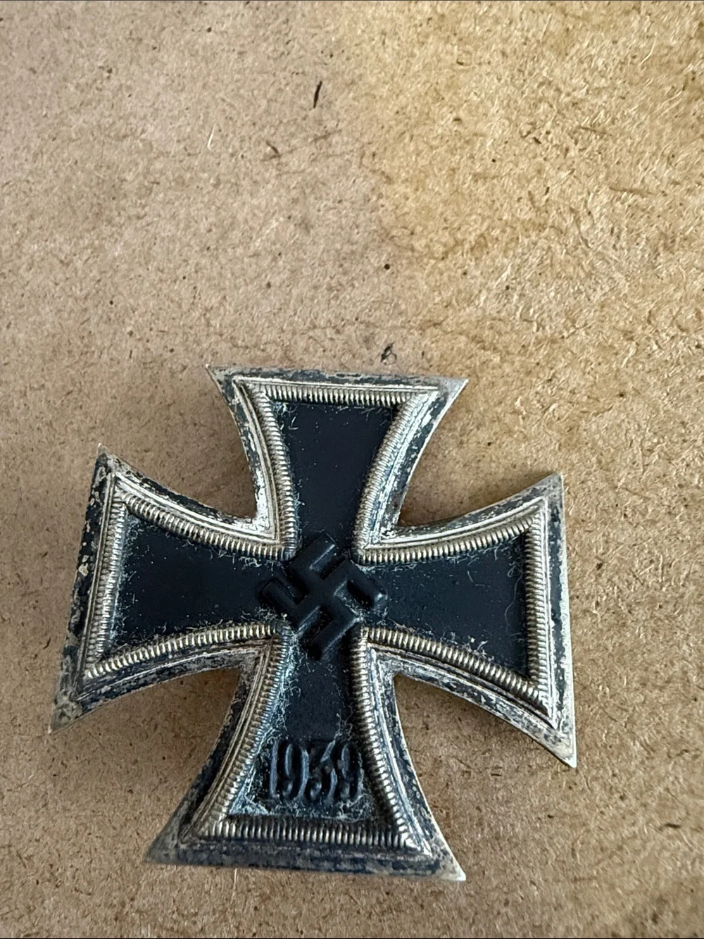 Iron Cross 1st Class 1939 Military Badge - Black and Silver